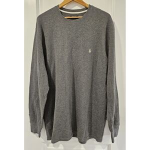 Polo Ralph Lauren Waffle Knit Crew Pullover Pony Logo‎  Longsleeve Size 2XL Gray